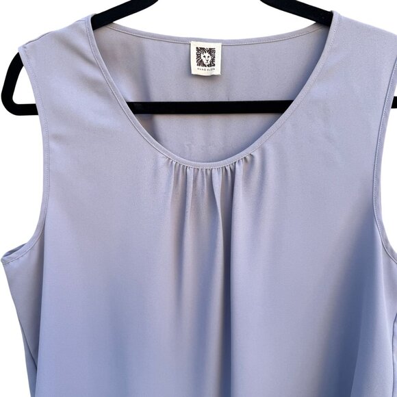 Anne Klein Womens Lavender Scoop Pleated Neck Sleeveless Lightweight Blouse L - Picture 3 of 8